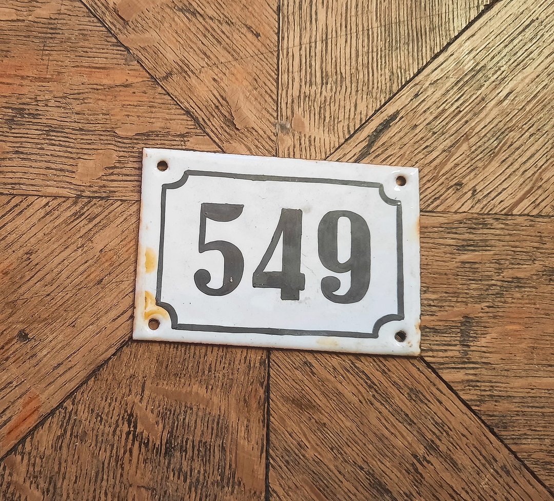 苏联搪瓷金属门牌号码牌 549 地址门牌号码牌复古 - 门帘/门牌 - 珐琅 白色