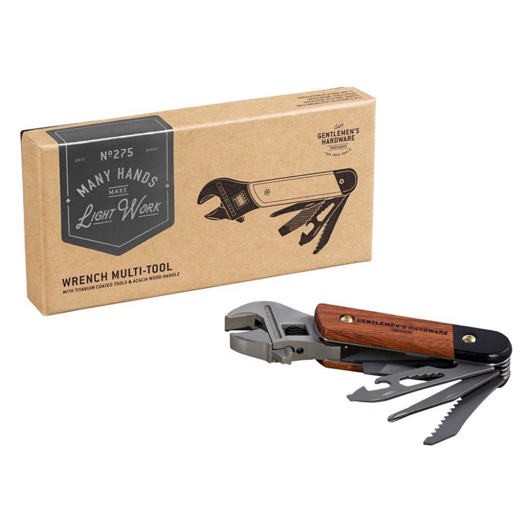 【Gentlemen's Hardware】经典多用途户外板手刀具组-木质握把 - 露营用品 - 不锈钢 咖啡色