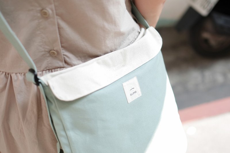 4-way 吐司包 - 湖水绿配米胚布 - 侧背包/斜挎包 - 棉．麻 绿色