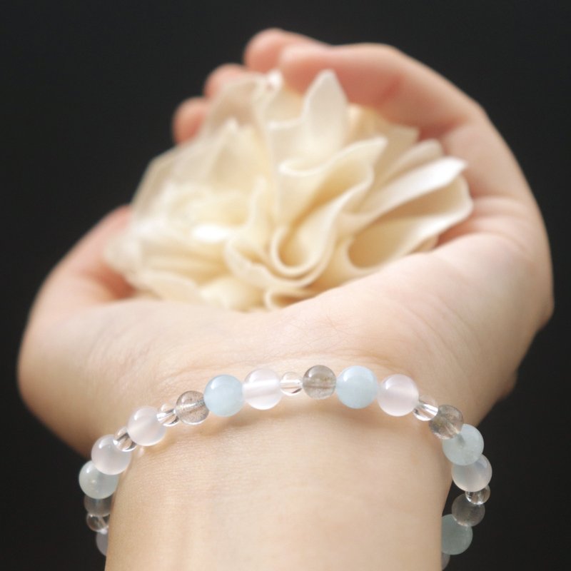 海蓝宝-白水晶-拉长石-白玉髓-招财-疗愈-水晶手链 - 手链/手环 - 水晶 多色