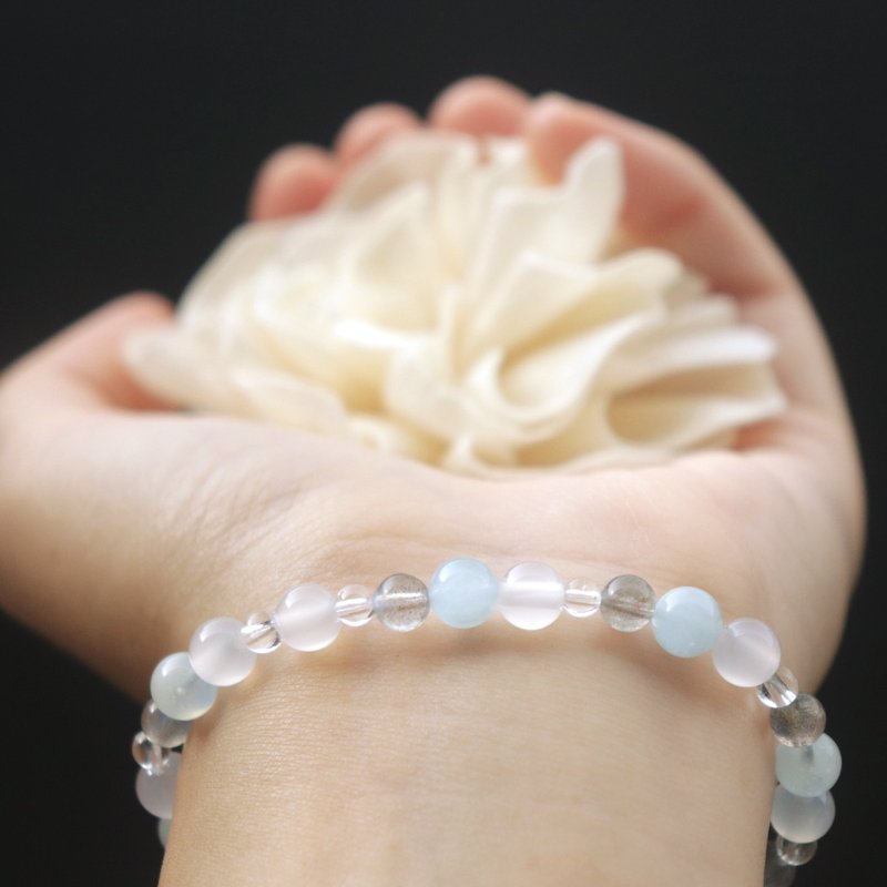 海蓝宝-白水晶-拉长石-白玉髓-招财-疗愈-水晶手链 - 手链/手环 - 水晶 多色