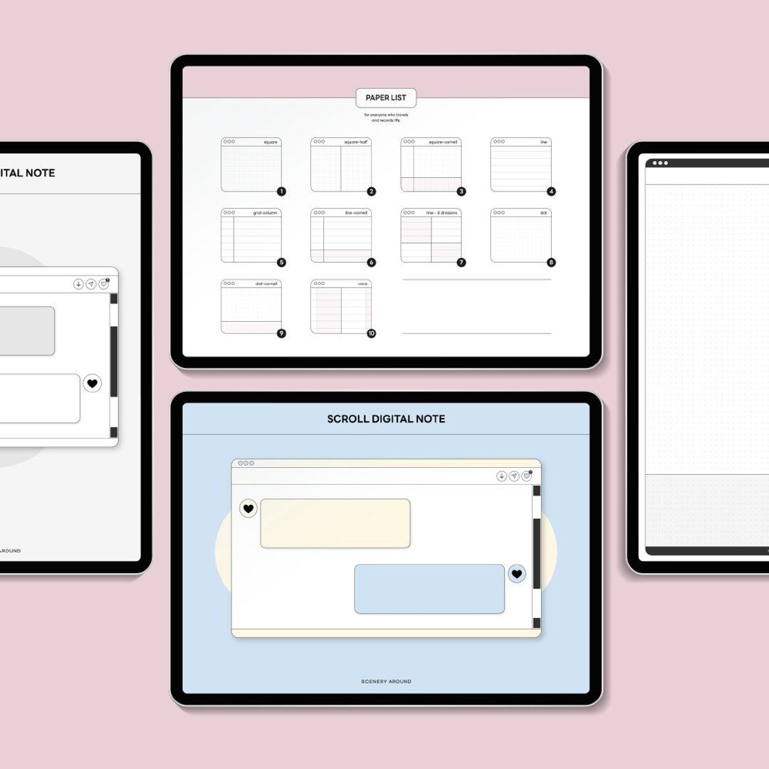 Scroll Digital Note 8type SET - light.ver - 电子手帐及素材 - 其他材质 