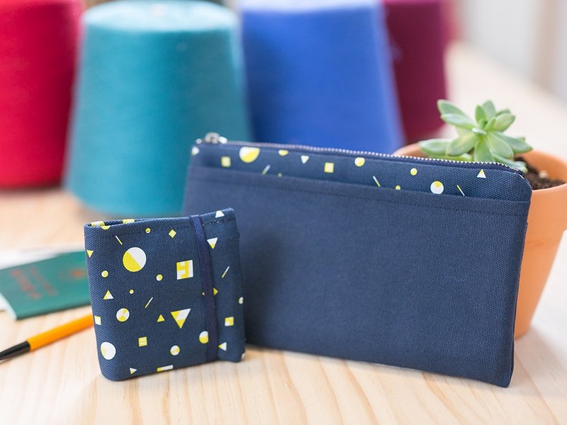 两用长短夹 | 夜幕 - 皮夹/钱包 - 棉．麻 