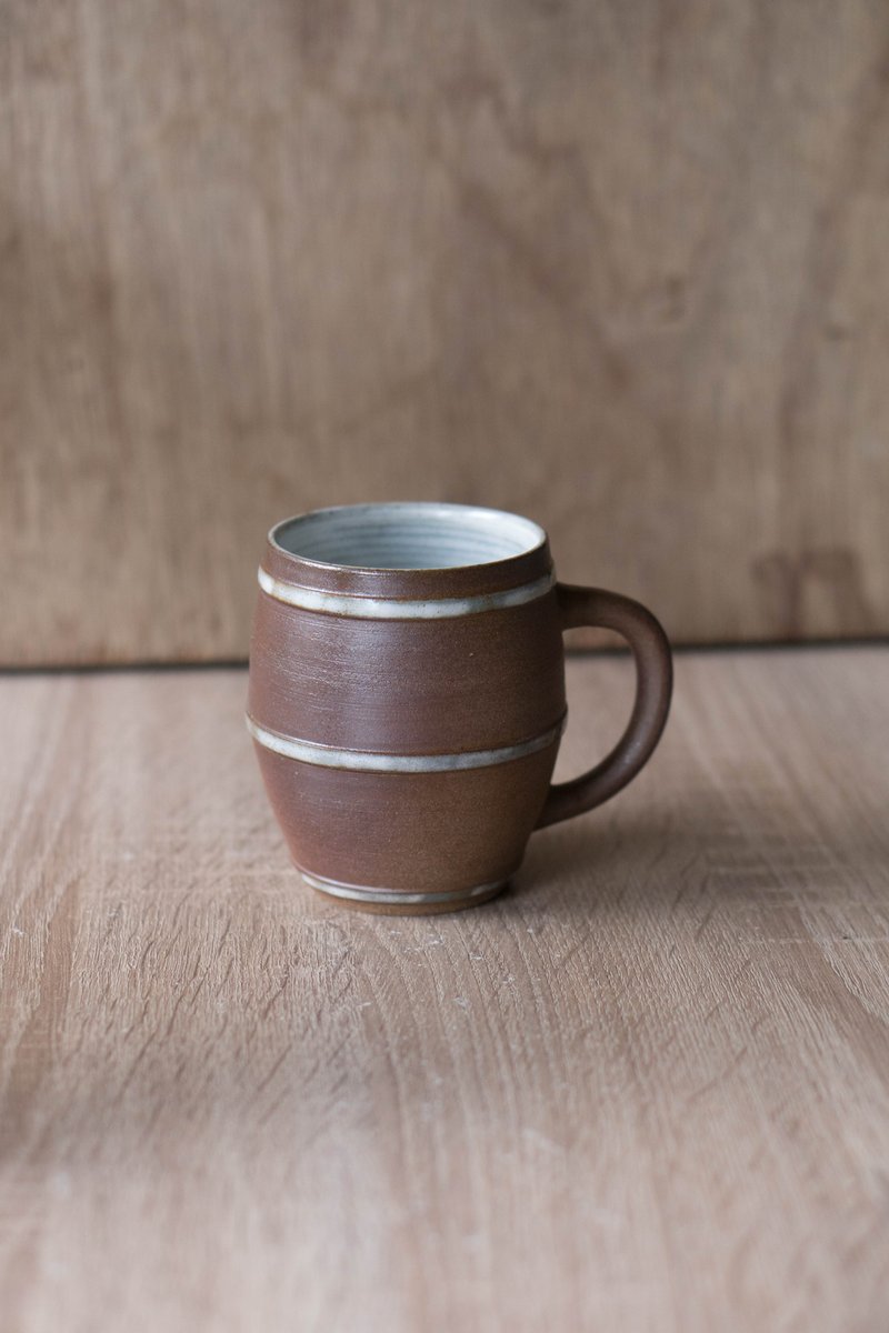 柴烧酒桶造型啤酒杯 | 水杯 | 马克杯 - 其他杯子 - 陶 咖啡色