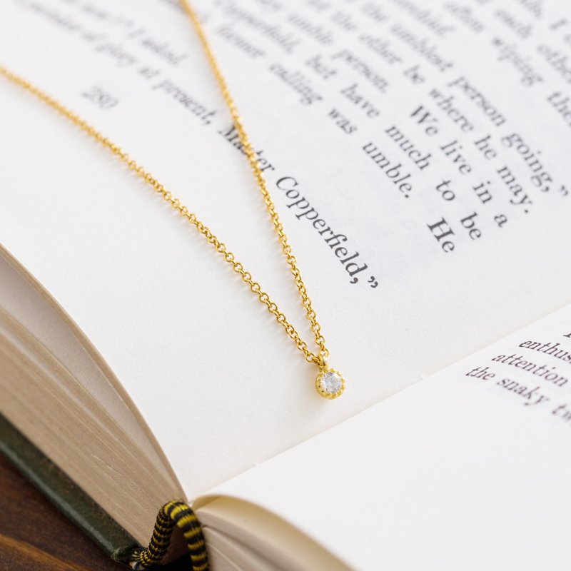 【小圆钻系列】小圆钻14K包金项链-白色 - 项链 - 宝石 白色