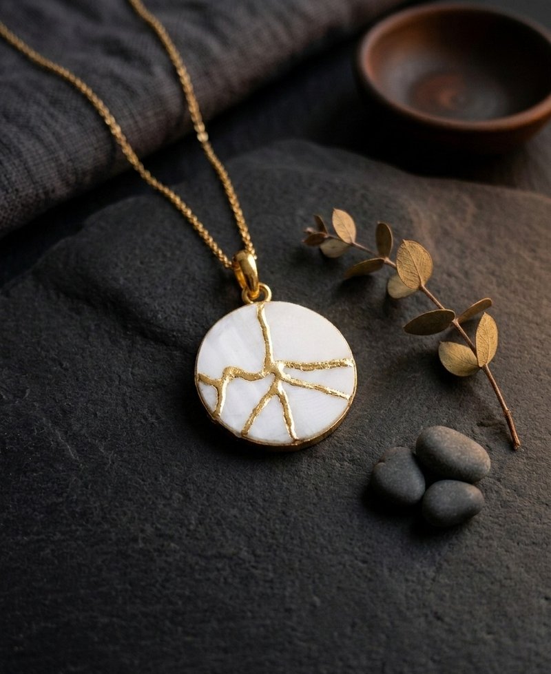 金继蛋白石项链 22K镀金银饰 日本手工珠宝 - 项链 - 半宝石 