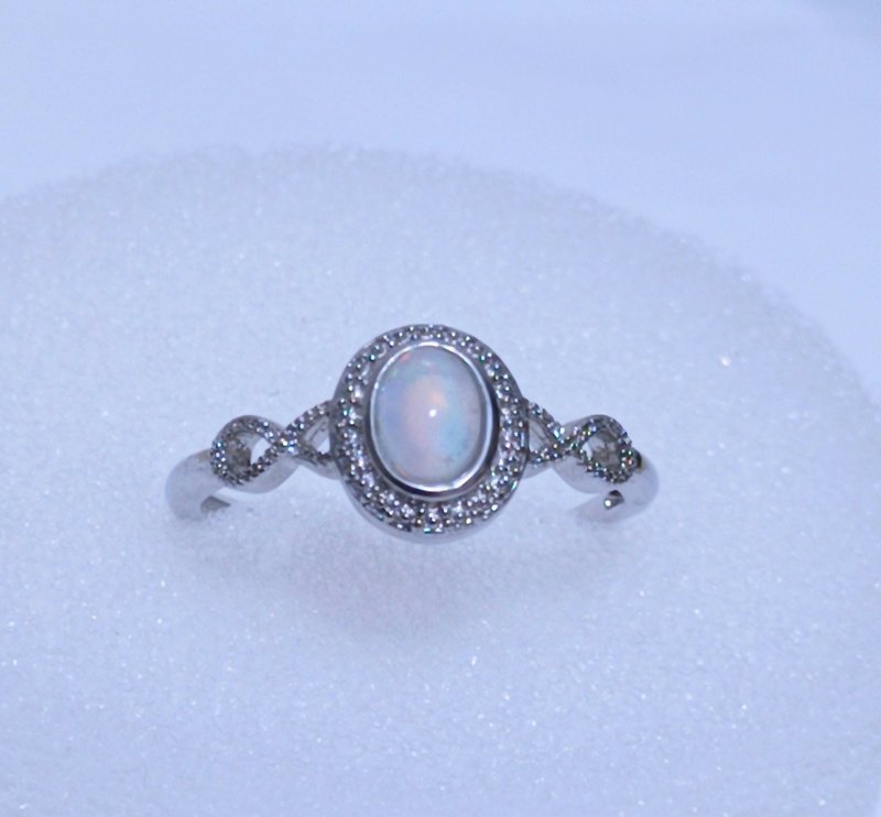 蓝光蛋白石戒指 - 戒指 - 半宝石 