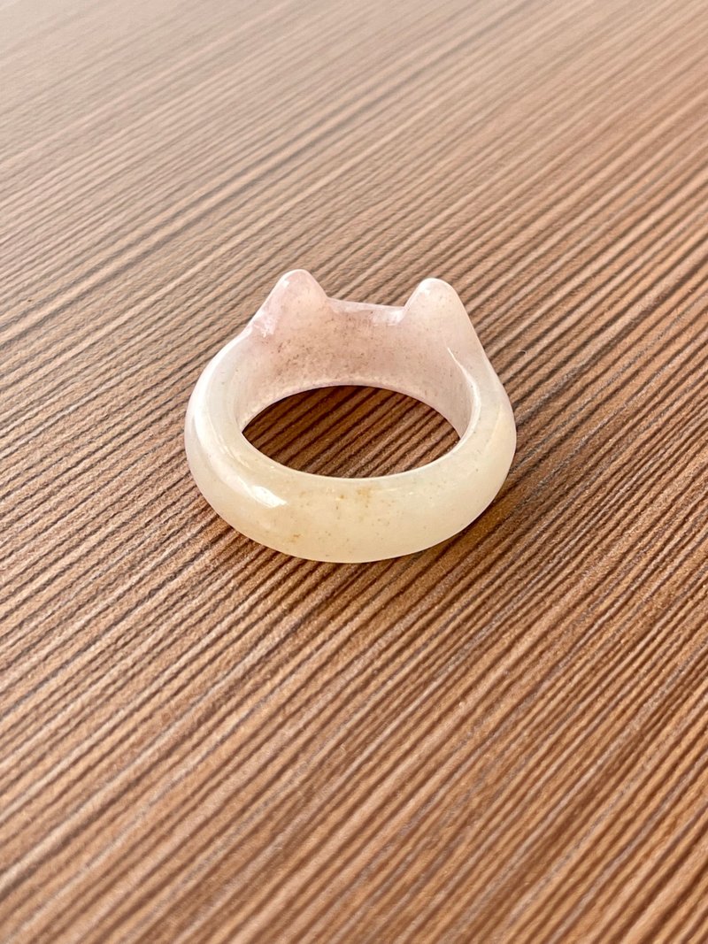 草莓大福 - 佘太翠猫耳戒圈 - 戒指 - 玉石 粉红色