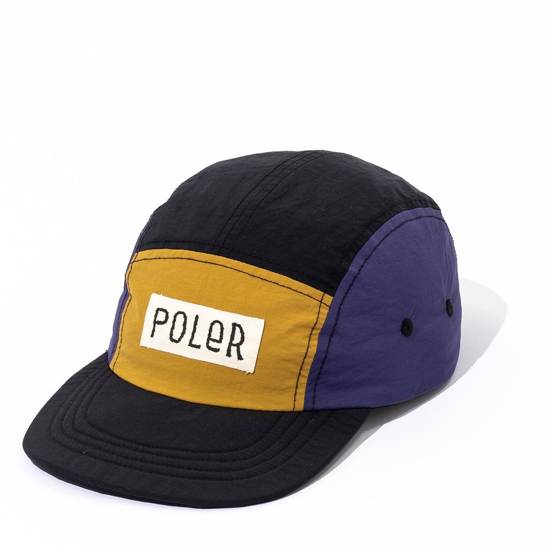 日本限定 POLER 5P NYLON FLOPPY RIP CAP 尼龙五片帽 拚接黑.紫 - 帽子 - 其他材质 多色
