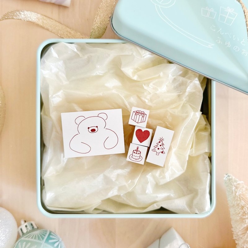 熊熊印章组，适合手帐与卡片，可爱的印章收纳罐 - 印章/印台 - 木头 