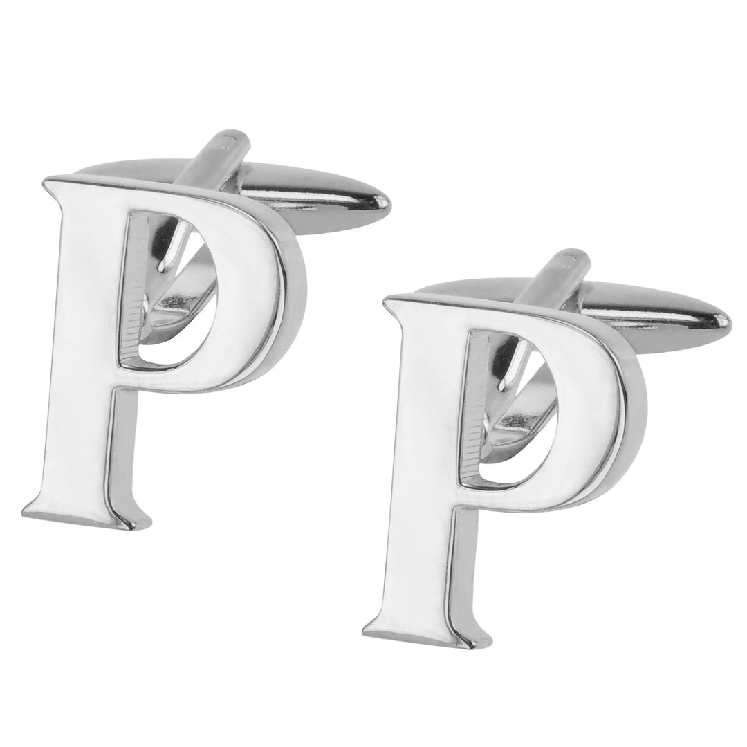 银色字母P袖扣 - 袖扣 - 其他金属 银色