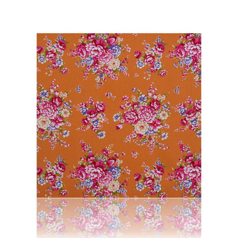 【花布先生】牡丹花布 x 橘色 - 编织/刺绣/羊毛毡/裁缝 - 棉．麻 橘色