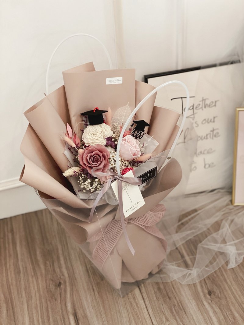 毕业花束 \茱萸粉\ 永生花花束 干燥花束 毕业快乐 - 摆饰 - 植物．花 粉红色