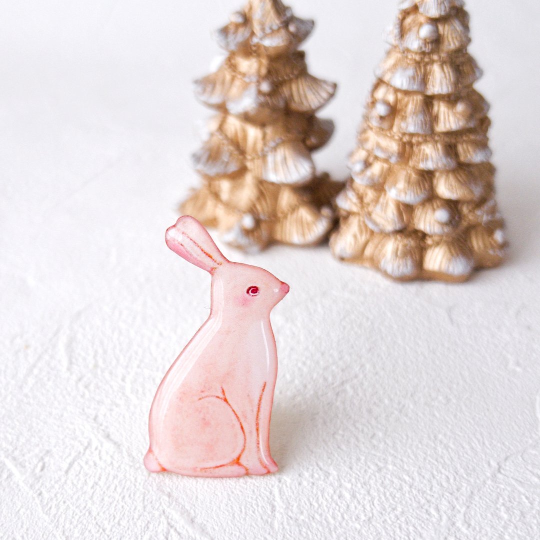 Rabbit Brooch - 胸针 - 树脂 黑色