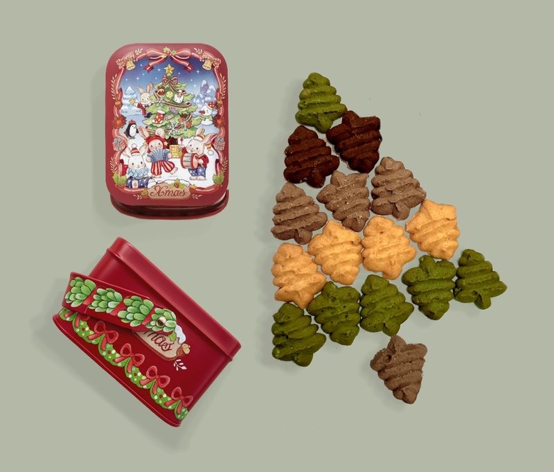 Miss柒 曲奇饼干 C款 圣诞手提铁盒 比香港小熊饼干还唰嘴 - 手工饼干 - 其他金属 红色