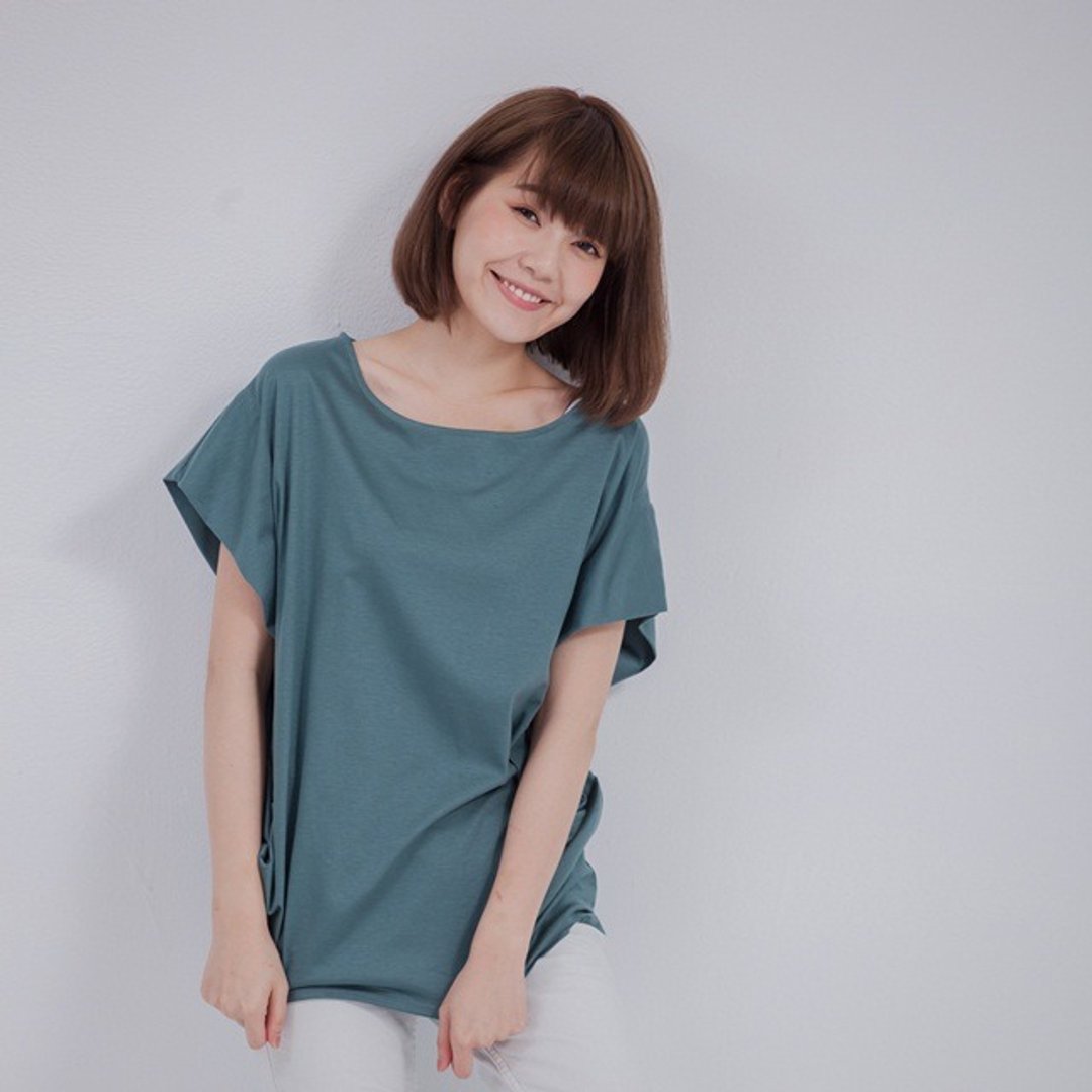 Martha 折型上衣/孔绿 - 女装上衣 - 棉 绿色