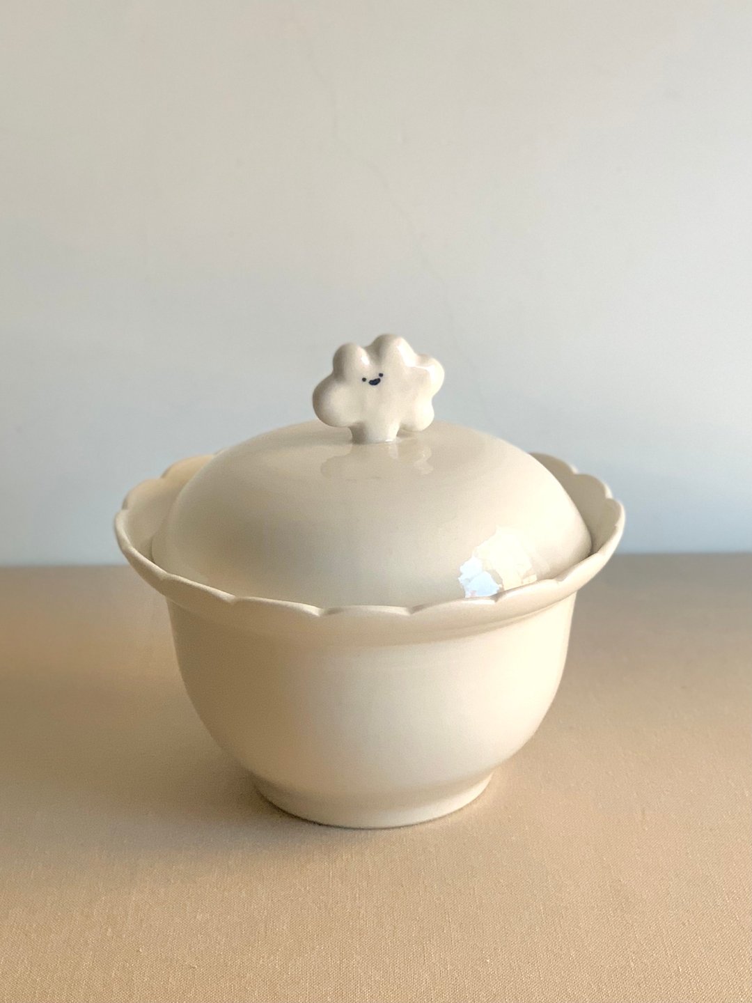 两种心情云-盖碗/餐具/食器 - 碗 - 陶 白色