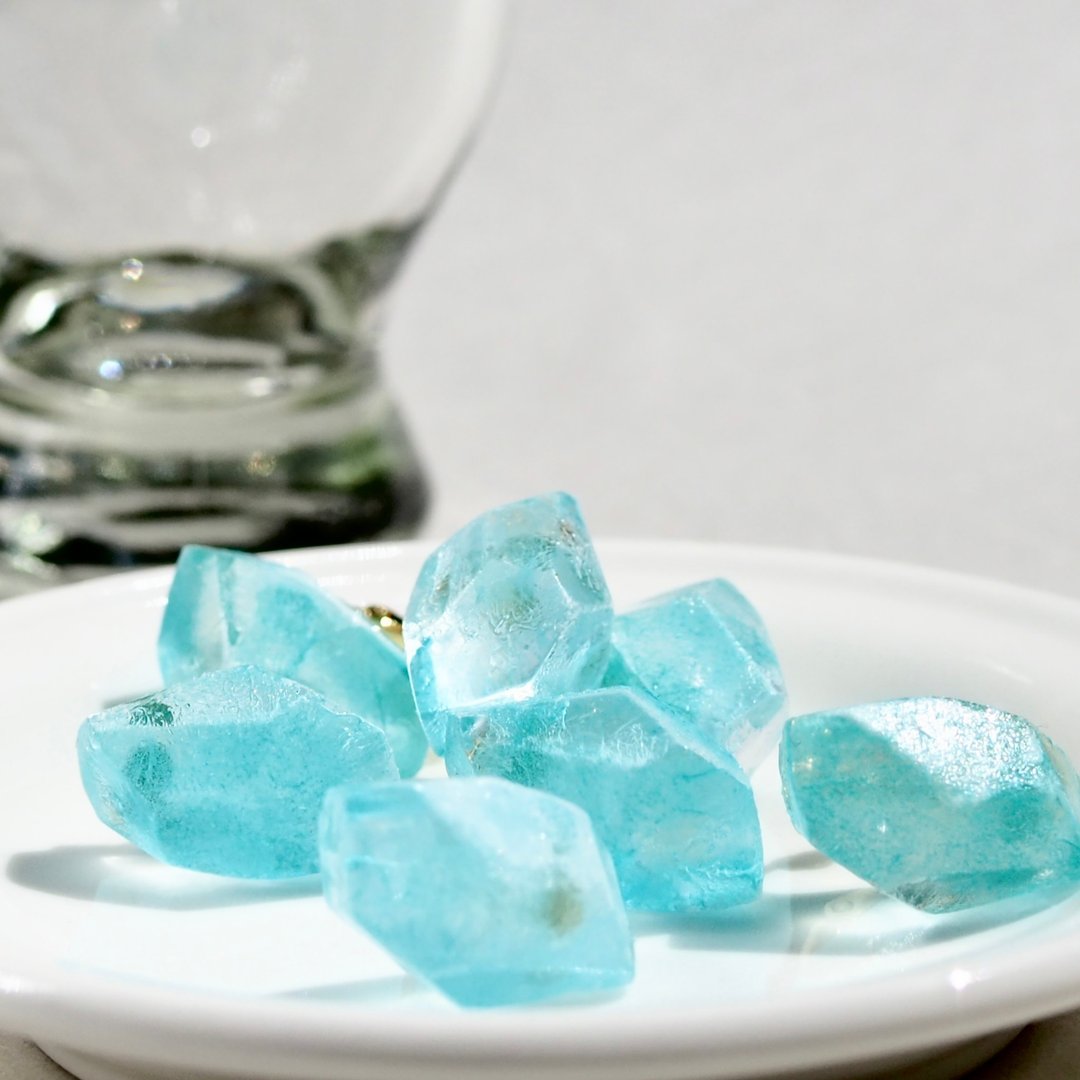 Mino Japanese paper drop (soda) earrings / Clip-On - 耳环/耳夹 - 纸 蓝色