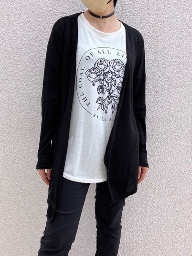 下摆线开襟衫/黑色/F尺寸/hellcatpunks/hcp-cd-0016 - 女装上衣 - 聚酯纤维 黑色