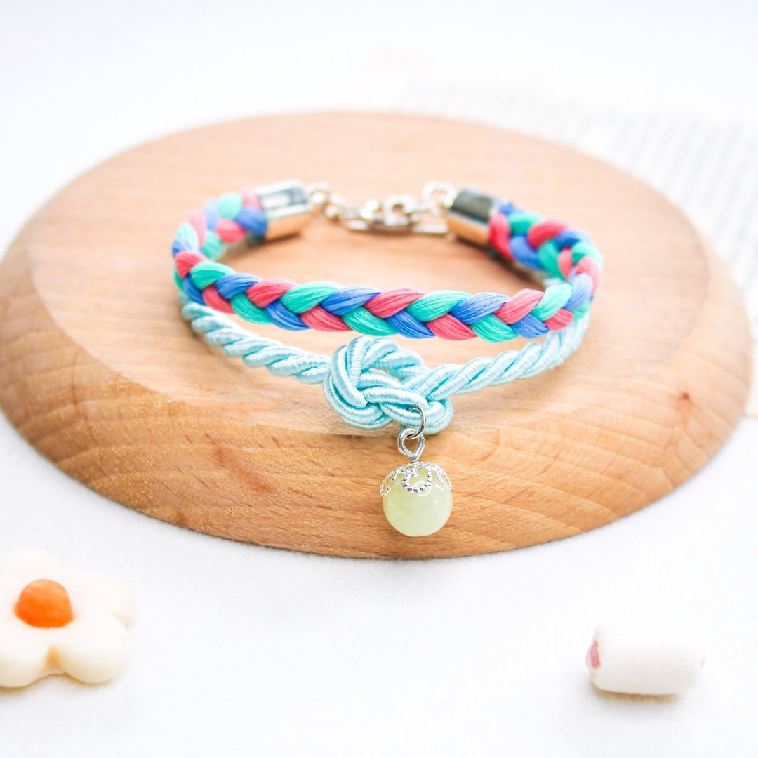 Icecream  Braceletwith Lucky Stone  - Raspberry mixed - 手链/手环 - 贵金属 多色