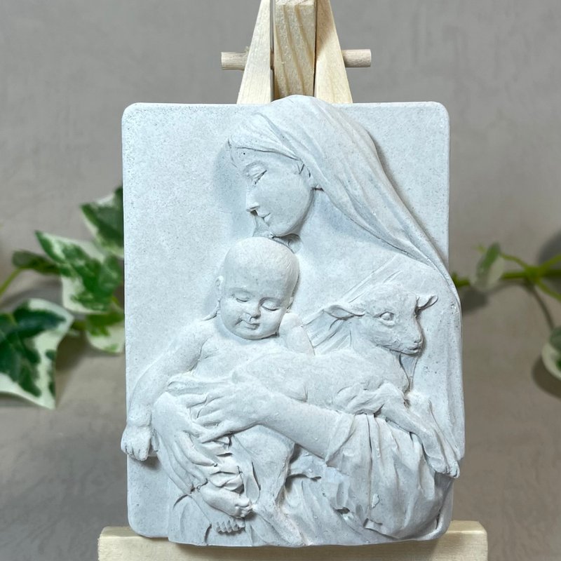 圣母慈爱 水泥摆饰 水泥 佛 清水模 吸湿 宗教 长辈礼 礼物 扩香 - 摆饰 - 水泥 灰色