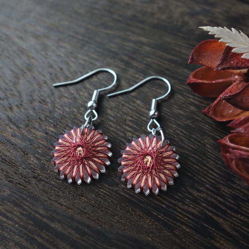 花痴耳针/红色/耳夹/丝线/包邮 - 耳环/耳夹 - 丝．绢 红色