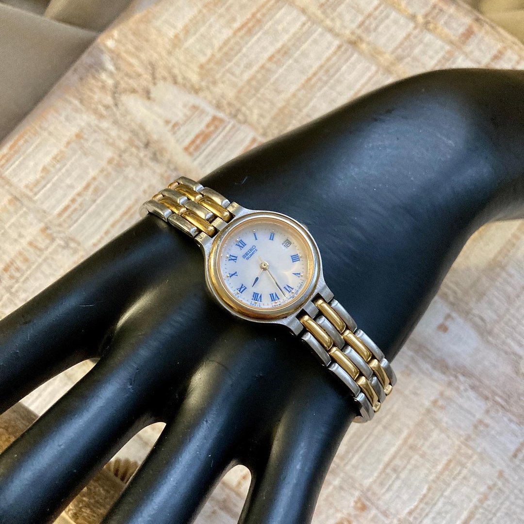 SEIKO 蓝色罗马时标 金银双色不锈钢表带 古董表 vintage - 女表 - 其他金属 蓝色