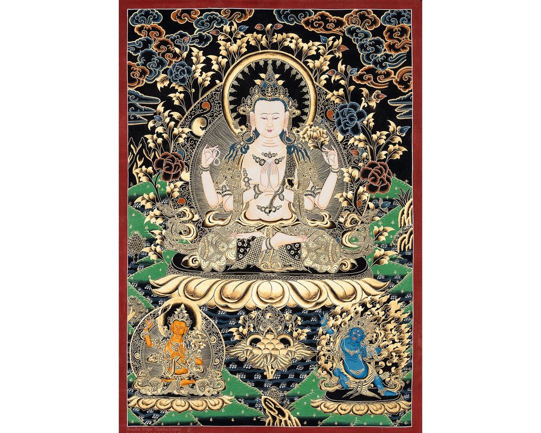 唐卡艺术珍品 手绘观音菩萨散发慈悲 - 墙贴/壁贴 - 其他材质 多色