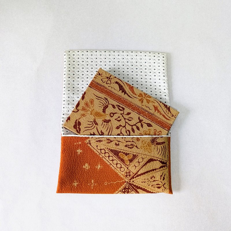 和服改造｜御朱印帐与御朱印帐收纳袋组合 - 笔记本/手帐 - 丝．绢 橘色