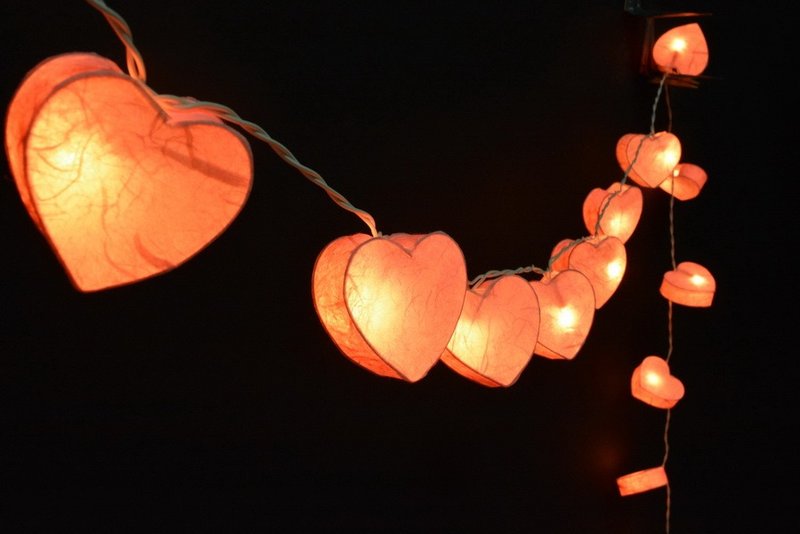 20 LED Battery Powered Pink hearts valentine - Paper Lantern String Lights for Home Decoration Wedding Party Bedroom Patio and Decoration - 灯具/灯饰 - 其他材质 
