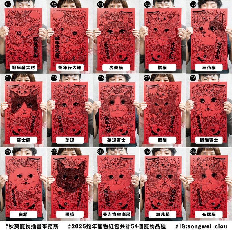 2025秋爽蛇年宠物 春联 方春 猫猫系列 - 红包/春联 - 纸 