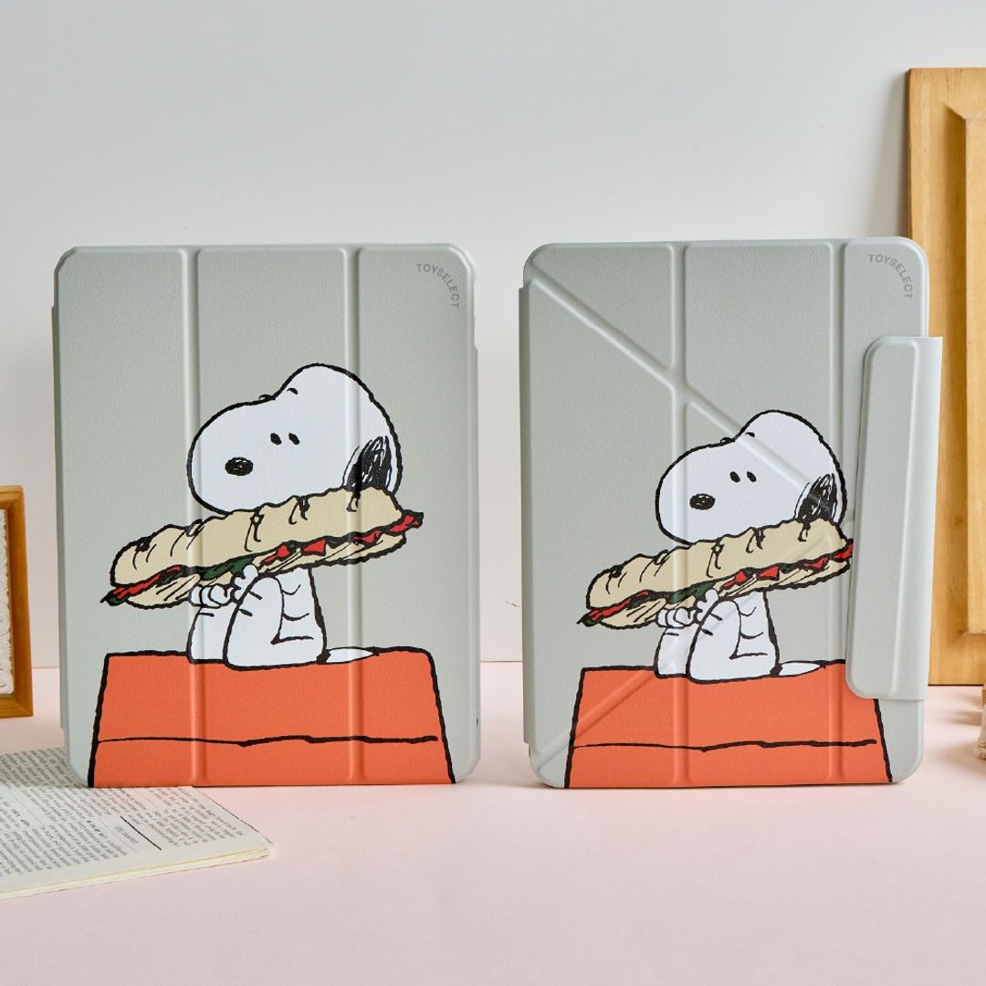 SNOOPY 史努比准备吃面包强悍磁吸 iPad 三折/Y 折保护壳 - 平板/电脑保护壳 - 塑料 多色