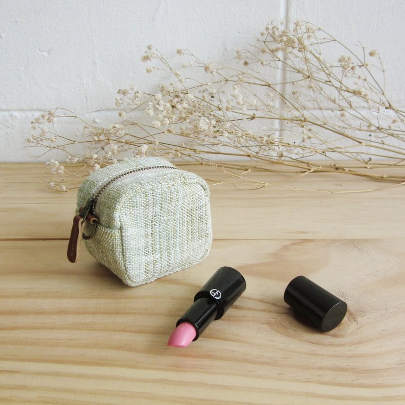 手工棉制零钱包/杂物包-天然植物染-绿色 - 零钱包 - 棉．麻 绿色