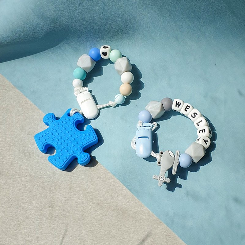 【定制】拼图固齿器组 / 长款 奶嘴链 奶嘴链夹 / 食用级硅胶 - 玩具/玩偶 - 硅胶 多色