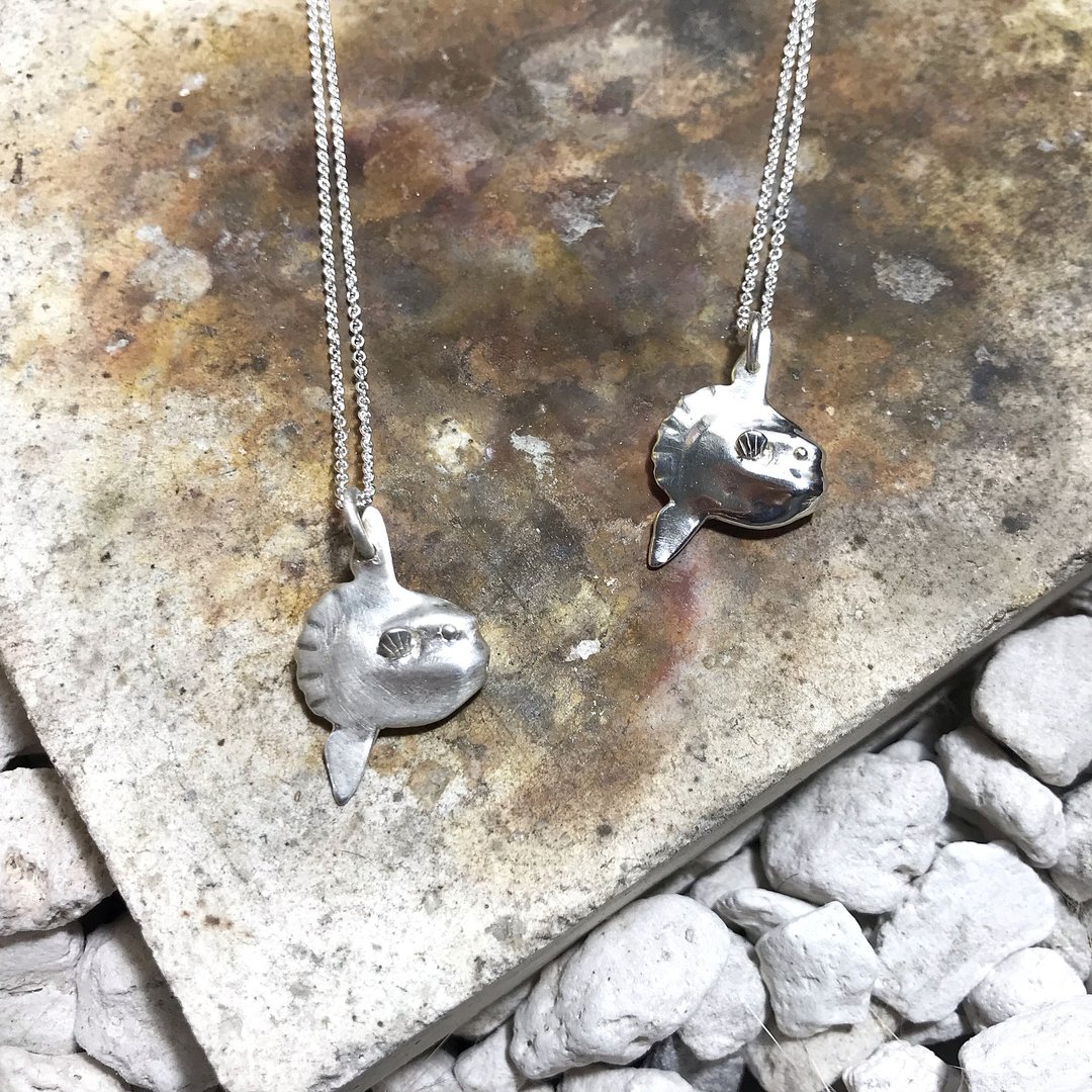 大海小世界。曼波鱼项链。Mola mola。925纯银。sterling silver - 项链 - 纯银 银色