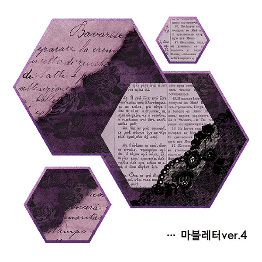 Marvel 六角压花字体 3种 (blackraccoon)复古拼贴设计纸 - 贴纸 - 纸 多色