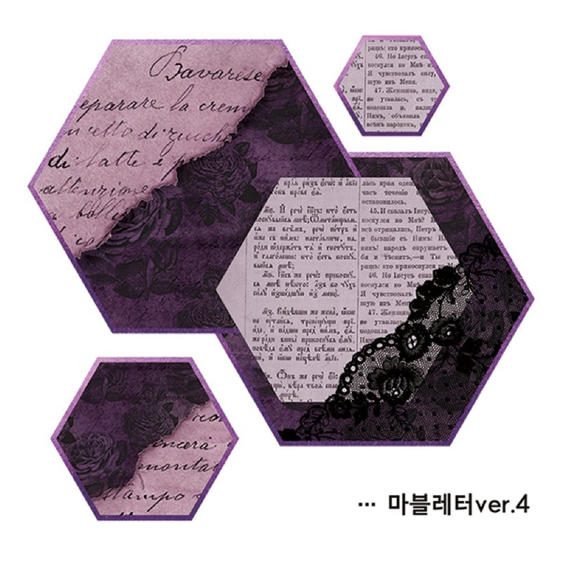 Marvel 六角压花字体 3种 (blackraccoon)复古拼贴设计纸 - 贴纸 - 纸 多色