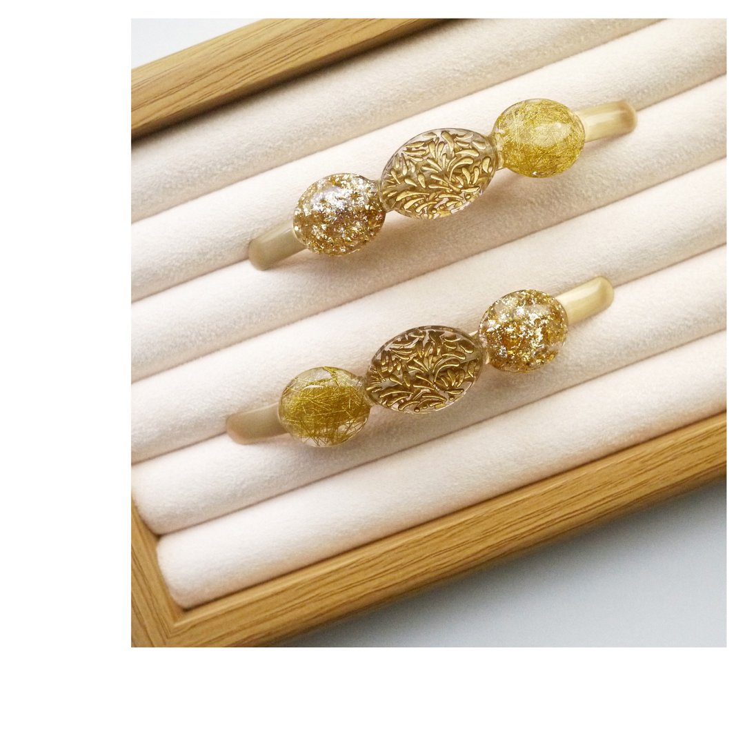 金色系闪耀发夹 | 弹簧夹 | hair clip | 新品 - 发饰 - 其他材质 金色