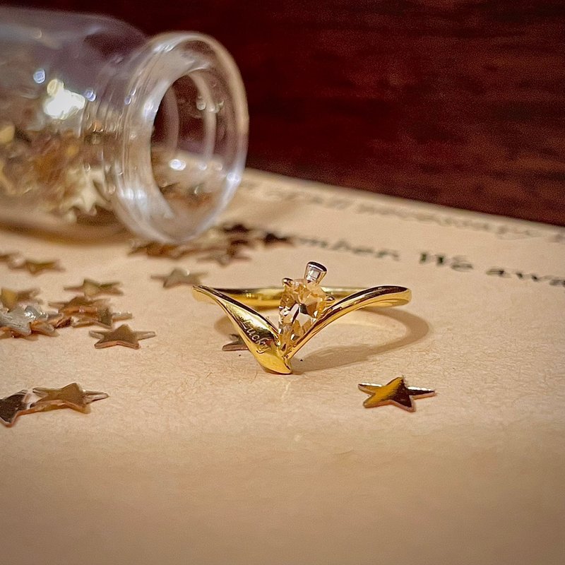 祝你好运 ! | 幸运魔药 金黄榴石 925银镀黄k金 尾戒 - 戒指 - 宝石 金色