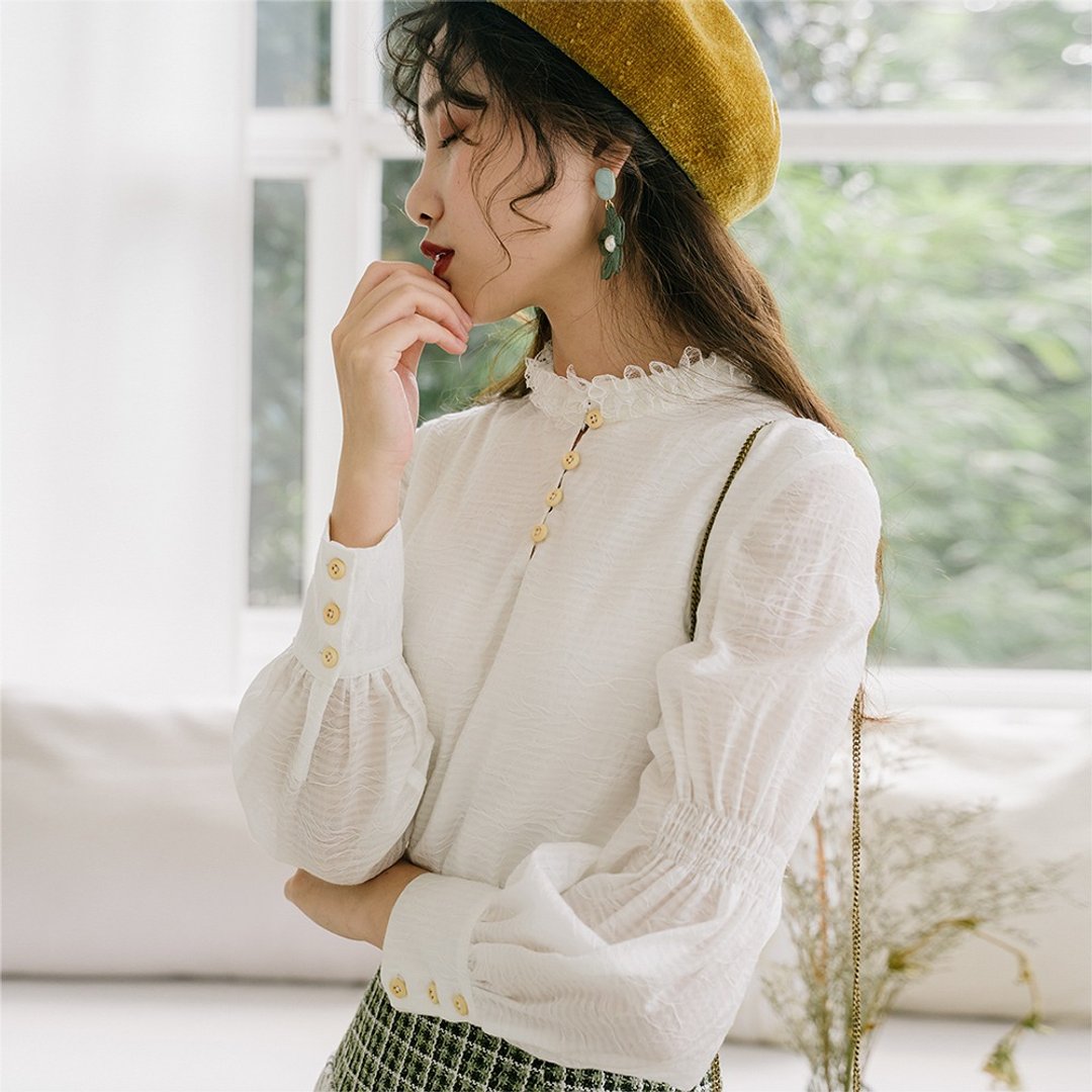 【薄款】安妮陈设计感小众初秋宽松显瘦上衣轻熟气质衬衫9724 - 女装衬衫 - 其他材质 