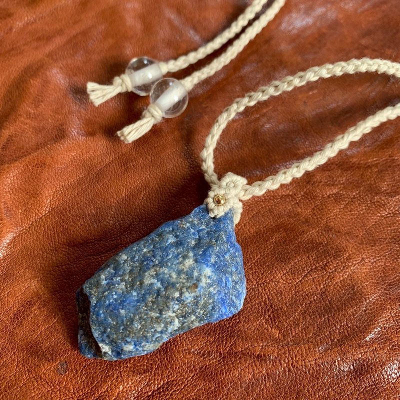 -原矿- 青金石麻编项链 - 项链 - 宝石 蓝色