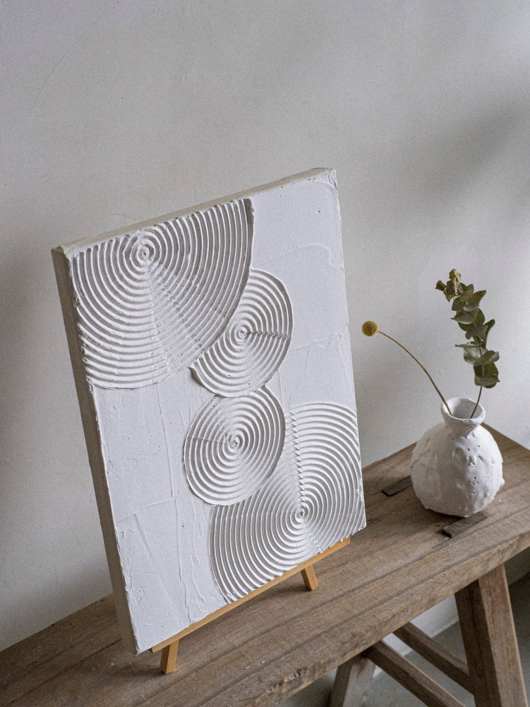 极简石膏画【4圈涟漪】中 / 库存 / 纯手工 - 海报/装饰画/版画 - 水泥 金色
