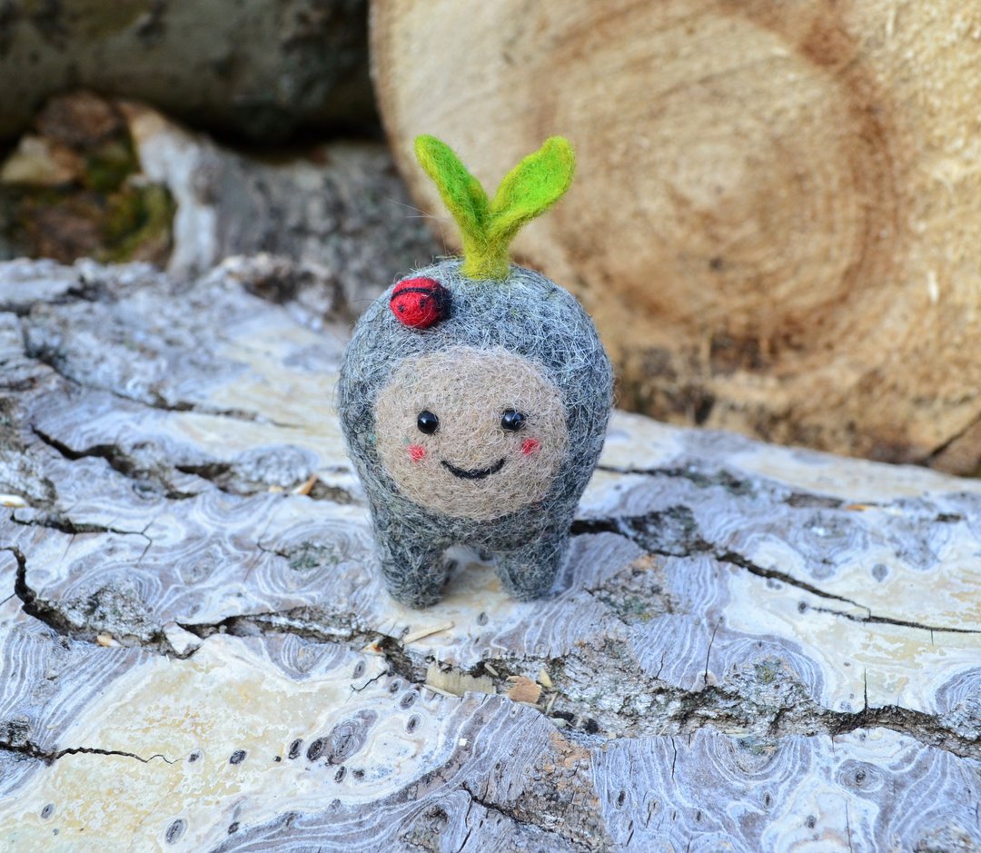Fantasy creature, Cute forest spirit, Kawaii gift, 森林精神 - 其他 - 羊毛 灰色