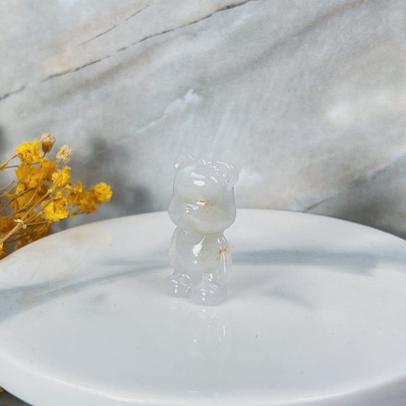 【熊熊玉见你】冰糯可爱小熊吊饰 | 天然缅甸玉翡翠A货 | 送礼 - 其他 - 玉石 白色