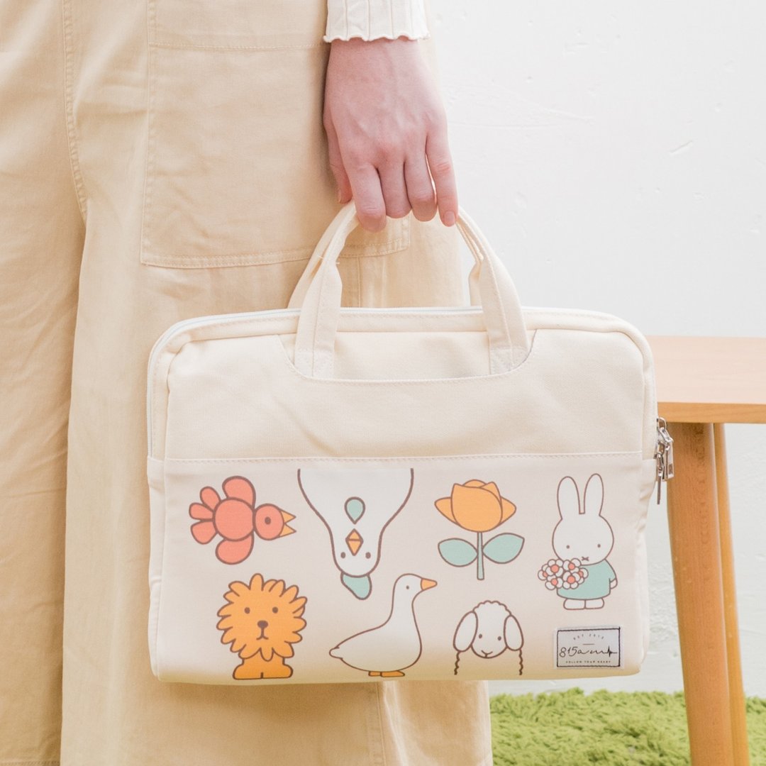 【Pinkoi x miffy】跟动物们游玩的MIFFY - 手提电脑袋(13-14寸)/815a.m - 电脑包 - 棉 