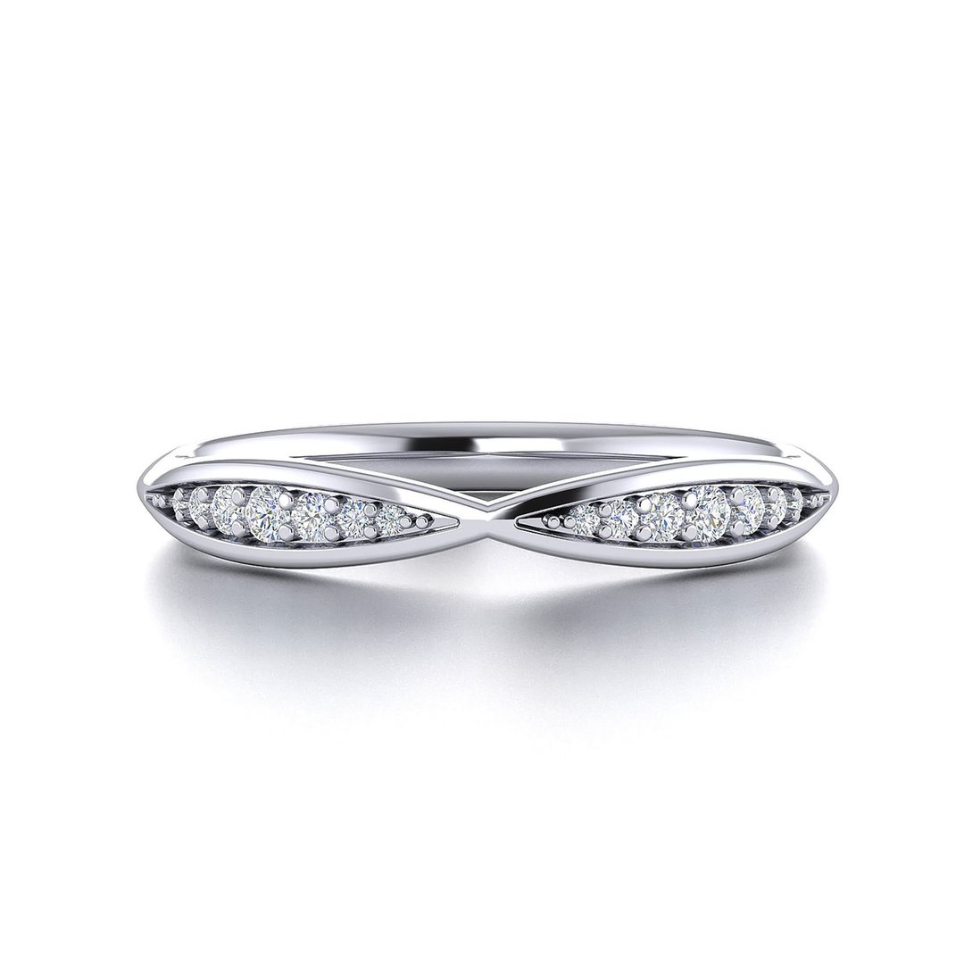 【PurpleMay Jewellery】纯18K白金蝴蝶结钻石戒指 婚戒订制 R007 - 戒指 - 钻石 白色