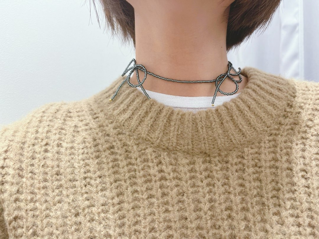 串珠颈链 缎带造型 【 black ribbon 】 缎带颈链 - 项链 - 其他材质 黑色