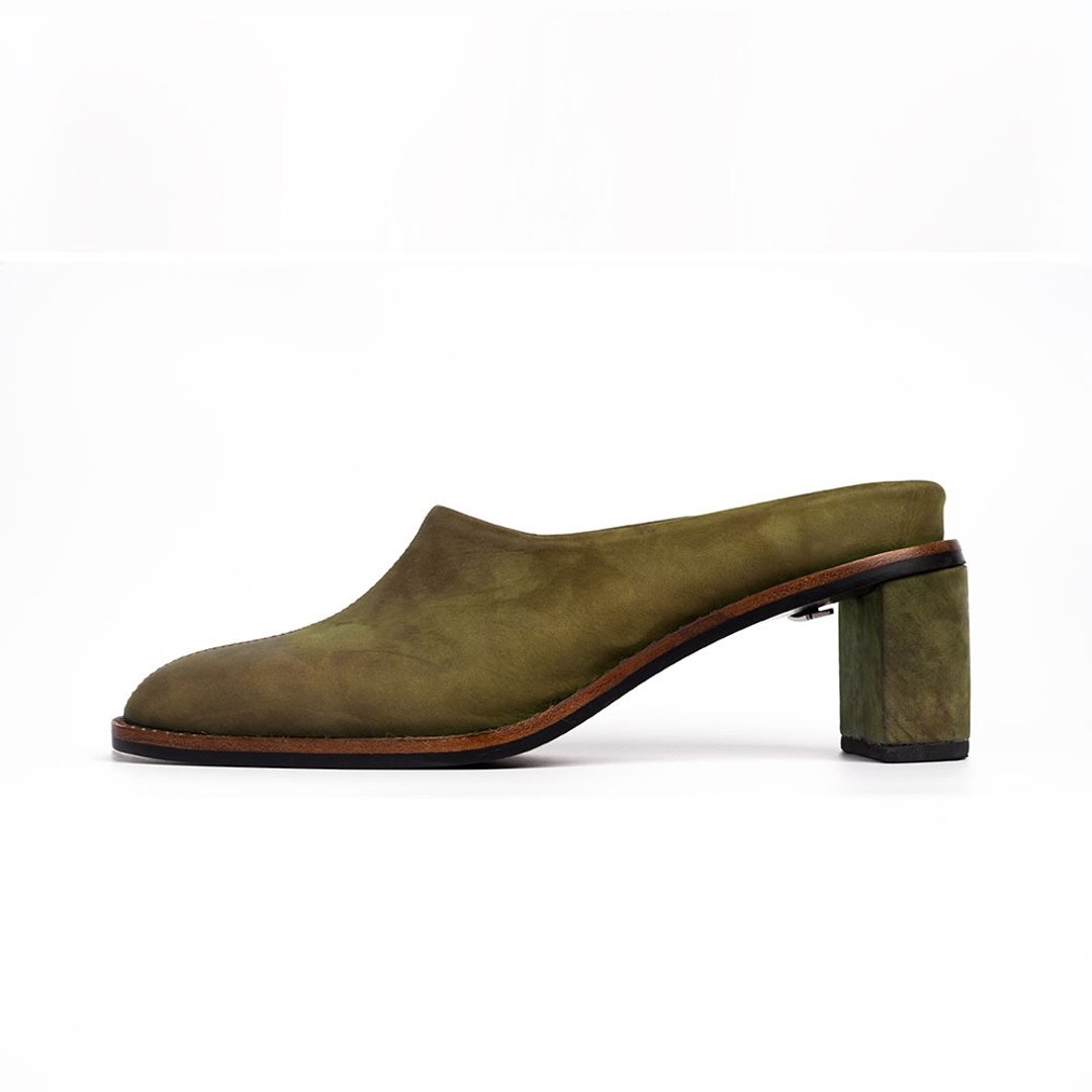 NOUR 5.5 Hertz Mule - Military Olive 军绿色 - 高跟鞋 - 真皮 绿色