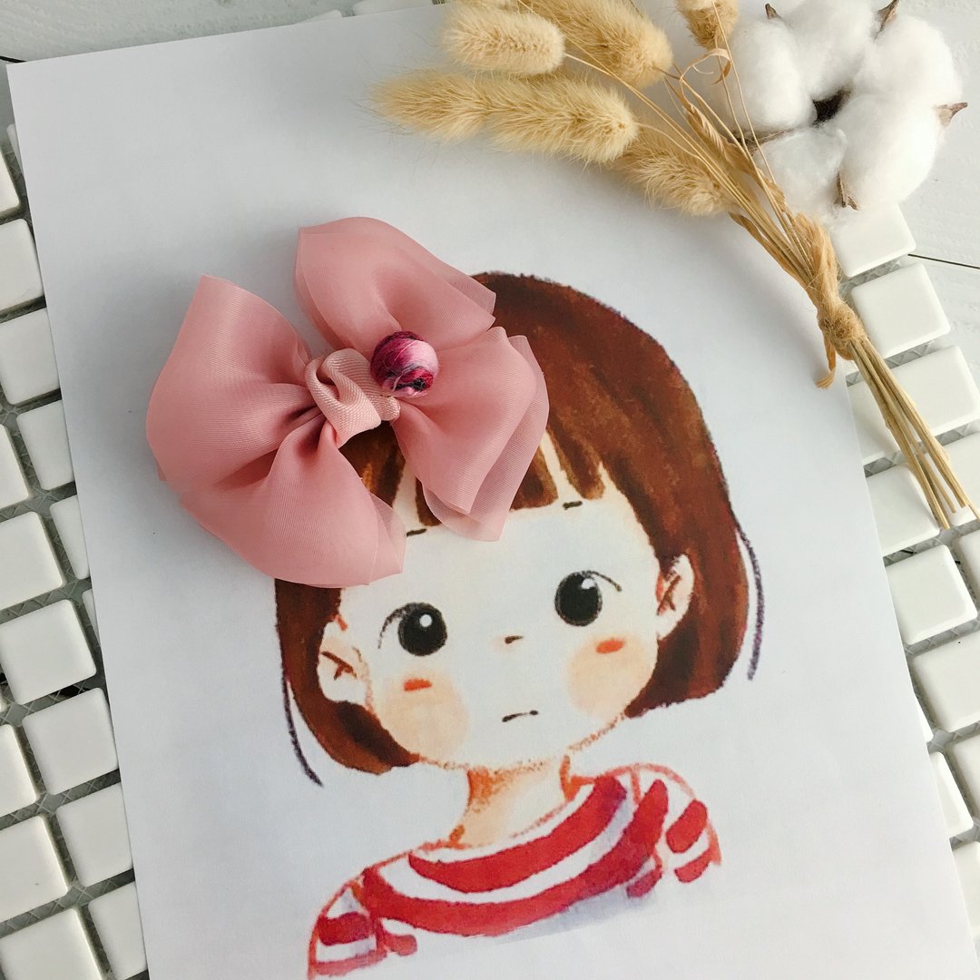 W&C手作  || 咘咘。波妞|| 粉 网纱 大蝴蝶结 法国夹-客制 - 婴儿饰品 - 其他材质 粉红色