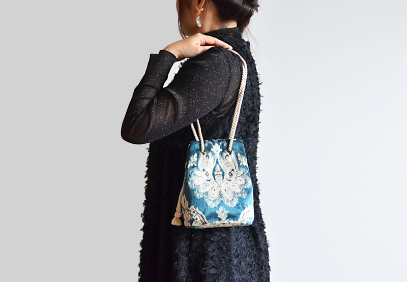 威尼斯斜背包 蓝色 圣诞特别限定版 和服・派对・送礼皆适宜 - 侧背包/斜挎包 - 棉．麻 蓝色